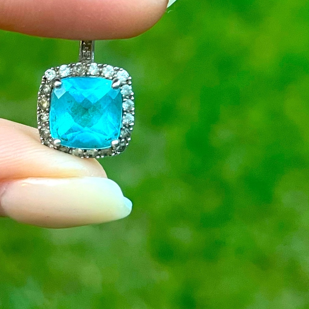 4.9 Ct Aquamarine & Diamond Pendant for Necklace in 10k White Gold